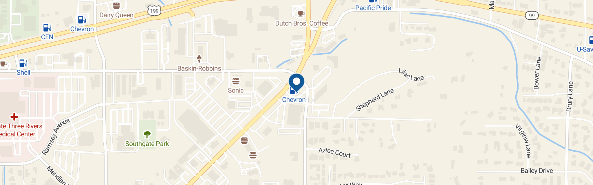 Map of the Grants Pass Post Office at 1553 Williams Hwy Grants Pass OR 97527
