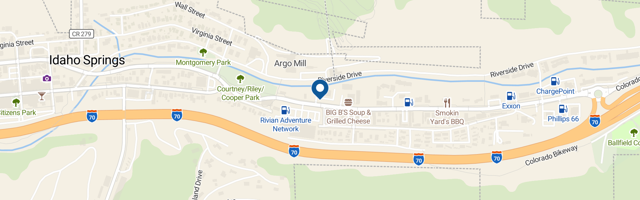 Map of the Idaho Springs Post Office at 2420 Colorado Blvd Idaho Springs CO 80452