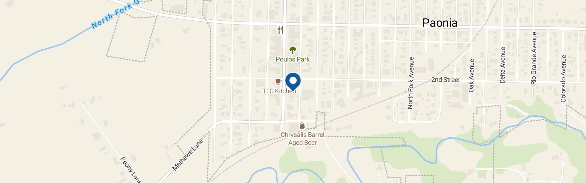 Map of the Paonia Post Office at 125 Grand Ave Paonia CO 81428