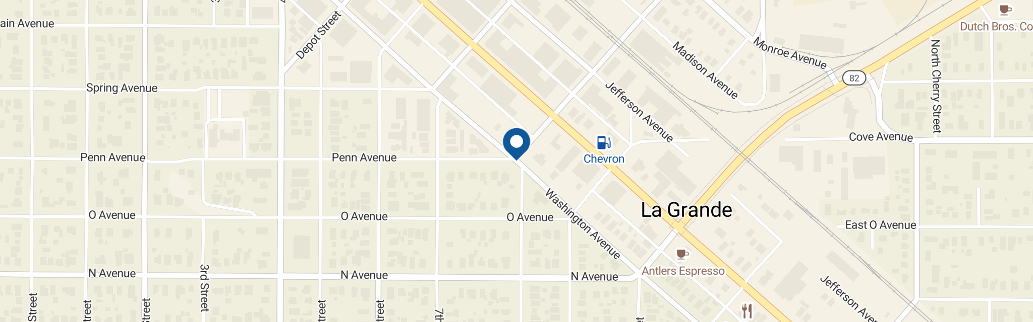 Map of the La Grande Post Office at 1202 Washington Ave La Grande OR 97850